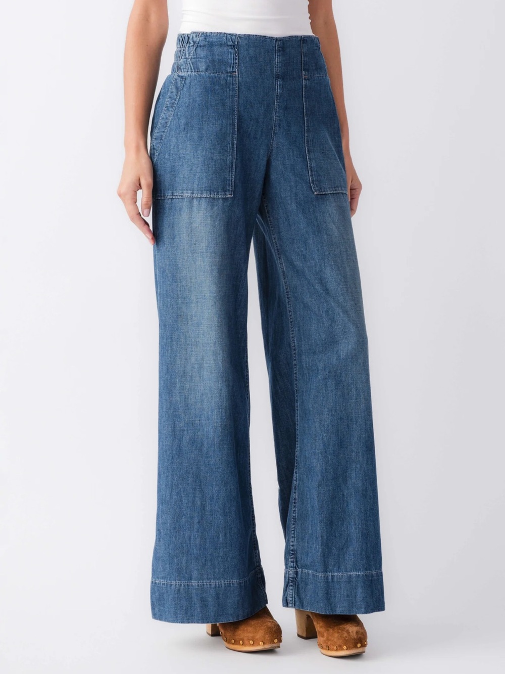 We The Free Wide-Leg High-Rise Denim Jeans - Blue